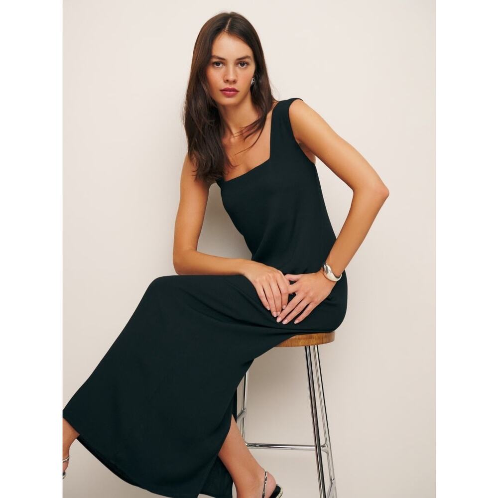 Reformation Vea Midi Dress - 8 - Black - Picture 4 of 4